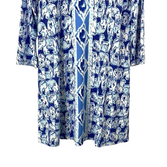 Lilly Pulitzer Ophelia Swing Dress in Get Trunky Size M blue white elephant prin - Picture 7 of 10